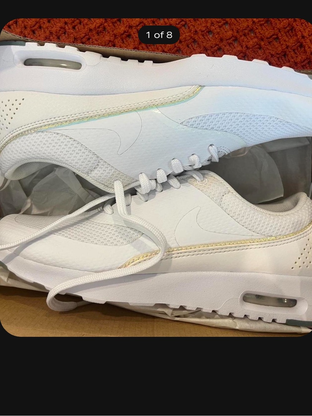 Nike Women’s Air Max Thea White Sneakers with Subtle Gold Trim
